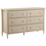 Marcellina 6 Drawer Dresser, White Wash by Dovetail at Eve Furniture