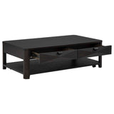 Marcelo Coffee Wood Table with 2 Drawers and Shelf by Coaster at Eve Furniture