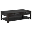 Marcelo Coffee Wood Table with 2 Drawers and Shelf by Coaster at Eve Furniture