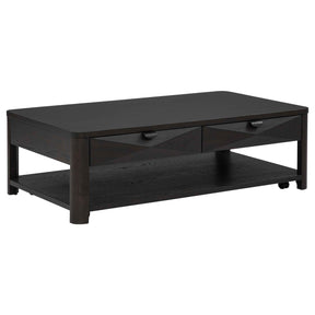 Marcelo Coffee Wood Table with 2 Drawers and Shelf by Coaster at Eve Furniture