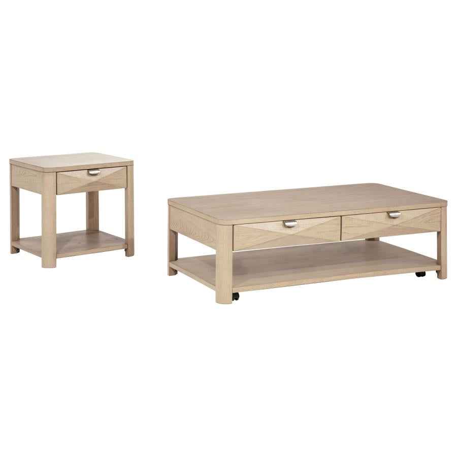 Marcelo Light Elm 2-piece Coffee Table Set with Storage by Coaster at Eve Furniture