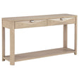 Marcelo Light Elm Sofa Console Table with 2 Drawers and Shelf by Coaster at Eve Furniture