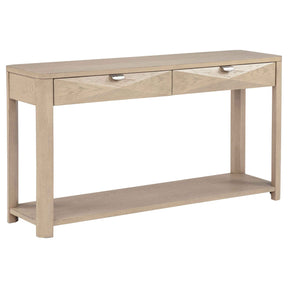 Marcelo Light Elm Sofa Console Table with 2 Drawers and Shelf by Coaster at Eve Furniture