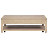 Marcelo Light Elm Wood Coffee Table with 2 Drawers and Shelf by Coaster at Eve Furniture