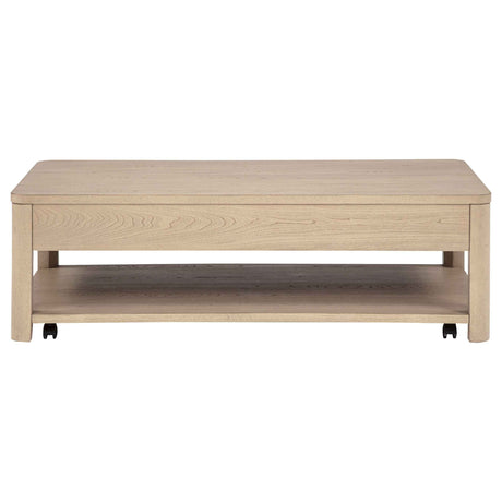 Marcelo Light Elm Wood Coffee Table with 2 Drawers and Shelf by Coaster at Eve Furniture