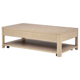 Marcelo Light Elm Wood Coffee Table with 2 Drawers and Shelf by Coaster at Eve Furniture
