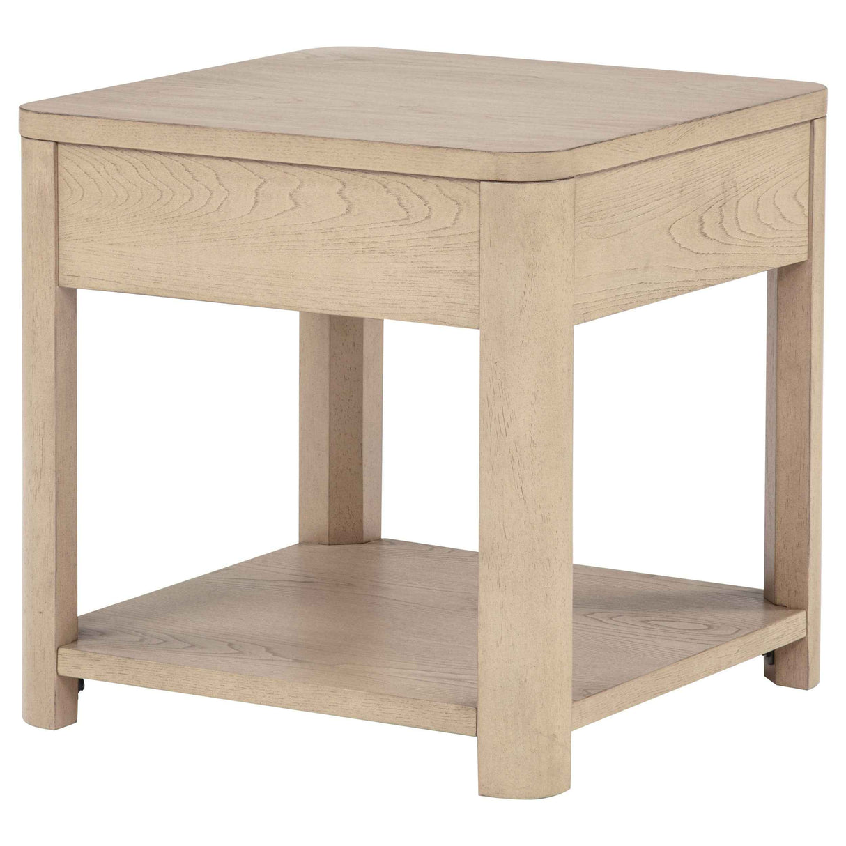 Marcelo Light Elm Wood End Table with Drawer and Shelf by Coaster at Eve Furniture
