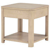 Marcelo Light Elm Wood End Table with Drawer and Shelf by Coaster at Eve Furniture