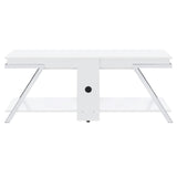 Marcia 1-drawer Wood 60" TV Stand White High Gloss and Chrome