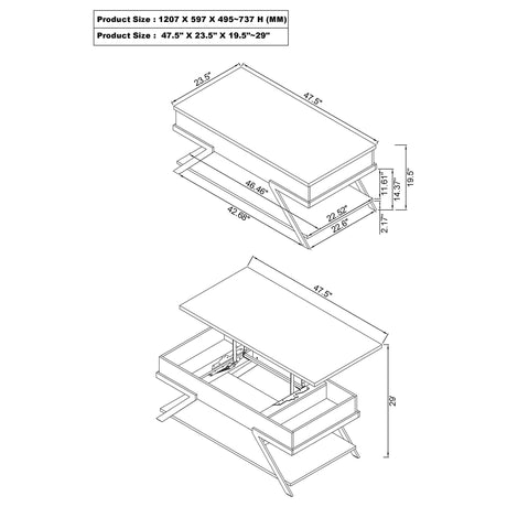 Marcia White 2-Piece High Gloss Lift Top Coffee and End Table Set by Coaster at Eve Furniture