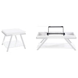 Marcia White 2-Piece High Gloss Lift Top Coffee and End Table Set by Coaster at Eve Furniture