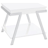 Marcia White 2-Piece High Gloss Lift Top Coffee and End Table Set by Coaster at Eve Furniture