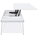 Marcia White 3-Piece High Gloss Lift Top Coffee and End Table Set by Coaster at Eve Furniture
