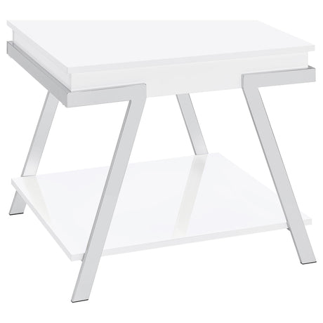 Marcia White 3-Piece High Gloss Lift Top Coffee and End Table Set by Coaster at Eve Furniture