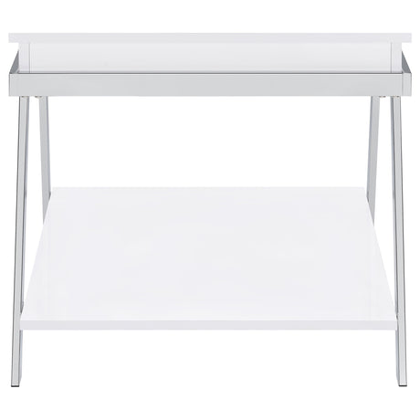 Marcia White 3-Piece High Gloss Lift Top Coffee and End Table Set by Coaster at Eve Furniture