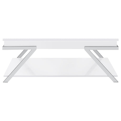 Marcia White 3-Piece High Gloss Lift Top Coffee and End Table Set by Coaster at Eve Furniture