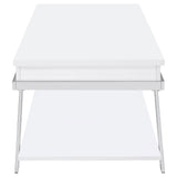 Marcia Wood Rectangular Lift Top Coffee Table White High Gloss and Chrome by Coaster at Eve Furniture