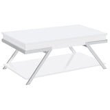 Marcia Wood Rectangular Lift Top Coffee Table White High Gloss and Chrome by Coaster at Eve Furniture