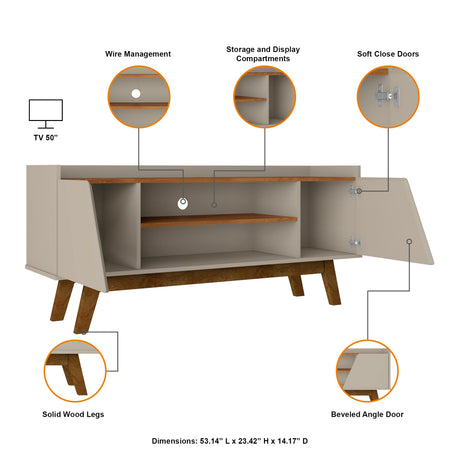 Marcus 53.14 TV Stand in Greige and Nature by Manhattan Comfort at Eve Furniture