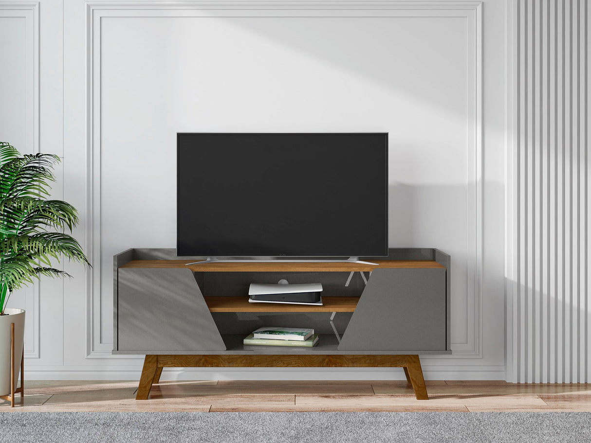 Marcus 53.14 TV Stand in Grey and Nature by Manhattan Comfort at Eve Furniture