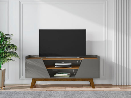 Marcus 53.14 TV Stand in Grey and Nature by Manhattan Comfort at Eve Furniture