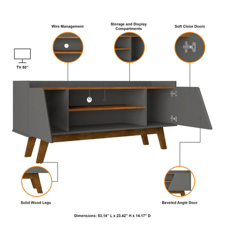 Marcus 53.14 TV Stand in Grey and Nature by Manhattan Comfort at Eve Furniture
