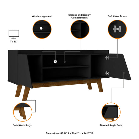 Marcus 53.14 TV Stand in Matte Black by Manhattan Comfort at Eve Furniture