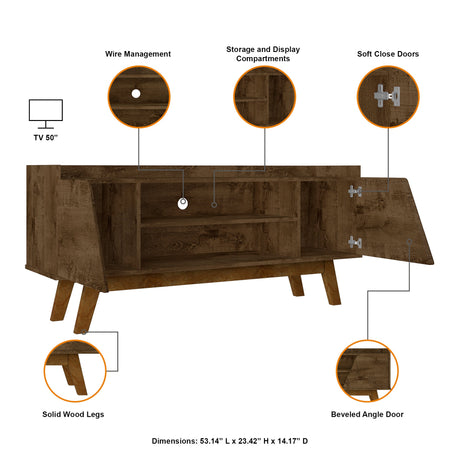 Marcus 53.14 TV Stand in Rustic Brown by Manhattan Comfort at Eve Furniture