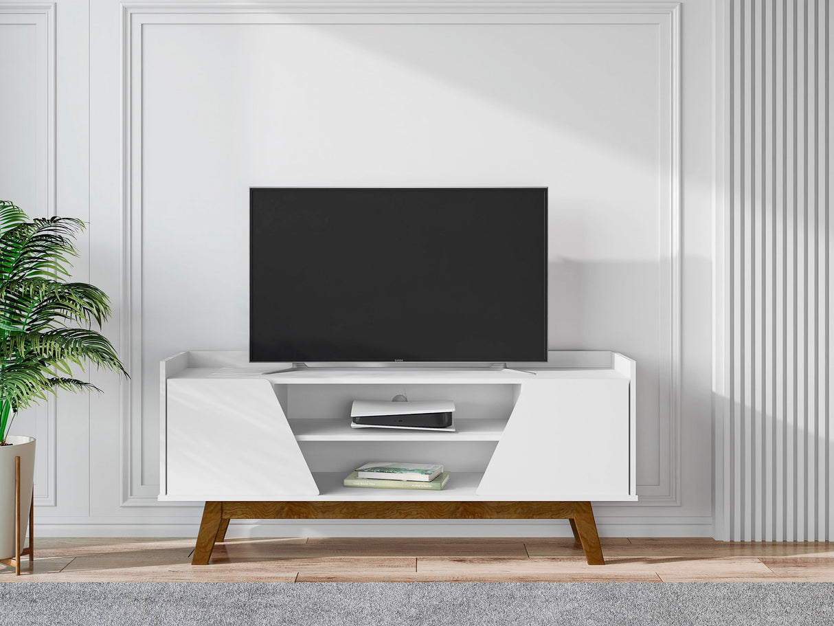 Marcus 53.14 TV Stand in White by Manhattan Comfort at Eve Furniture