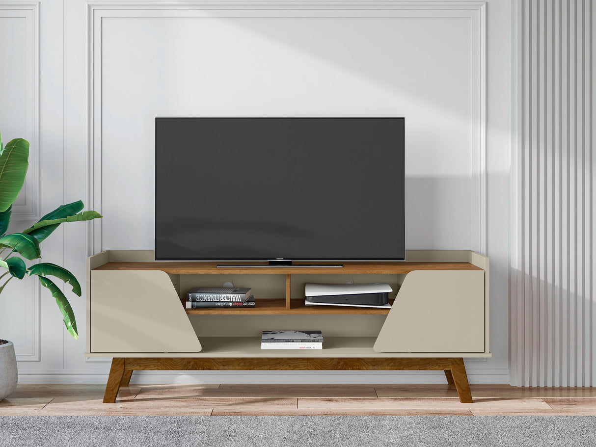 Marcus 62.99 TV Stand in Greige and Nature by Manhattan Comfort at Eve Furniture