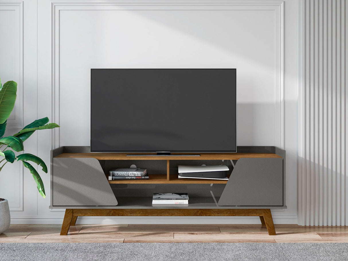 Marcus 62.99 TV Stand in Grey and Nature by Manhattan Comfort at Eve Furniture