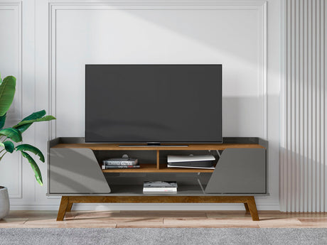 Marcus 62.99 TV Stand in Grey and Nature by Manhattan Comfort at Eve Furniture