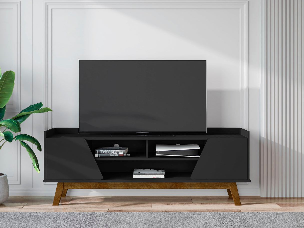 Marcus 62.99 TV Stand in Matte Black by Manhattan Comfort at Eve Furniture