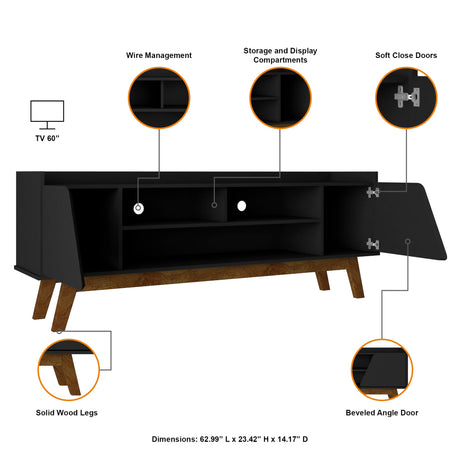 Marcus 62.99 TV Stand in Matte Black by Manhattan Comfort at Eve Furniture