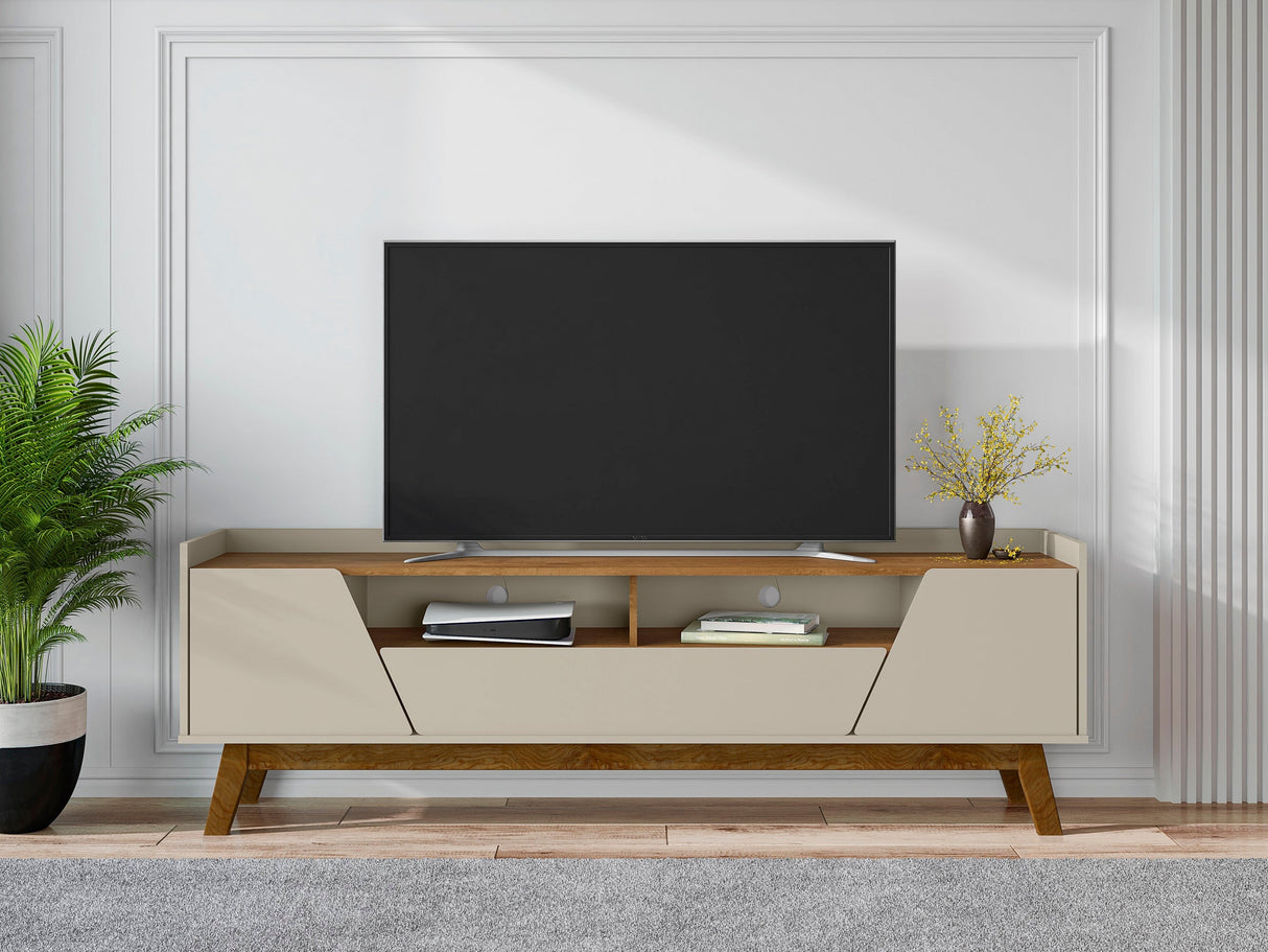 Marcus 70.86 TV Stand in Greige and Nature by Manhattan Comfort at Eve Furniture