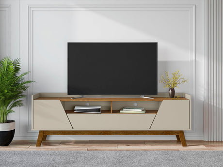 Marcus 70.86 TV Stand in Greige and Nature by Manhattan Comfort at Eve Furniture