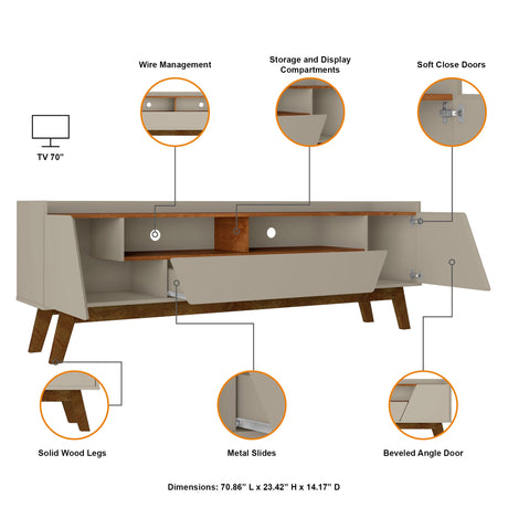 Marcus 70.86 TV Stand in Greige and Nature by Manhattan Comfort at Eve Furniture