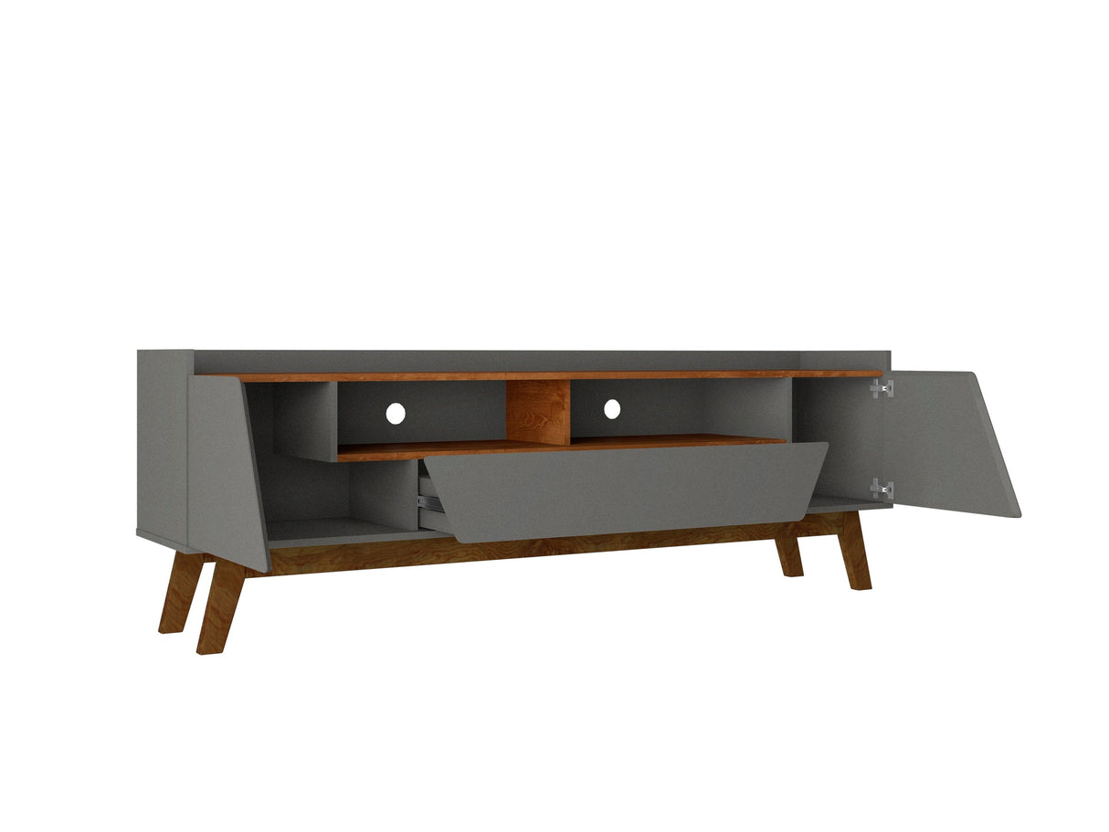 Marcus 70.86 TV Stand in Grey and Nature by Manhattan Comfort at Eve Furniture