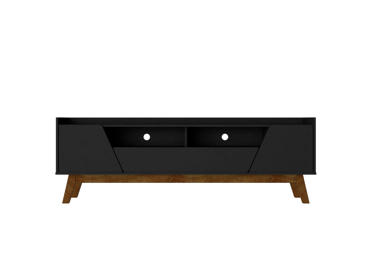 Marcus 70.86 TV Stand in Matte Black by Manhattan Comfort at Eve Furniture