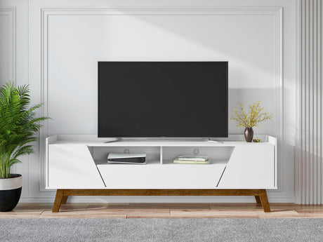 Marcus 70.86 TV Stand in White by Manhattan Comfort at Eve Furniture