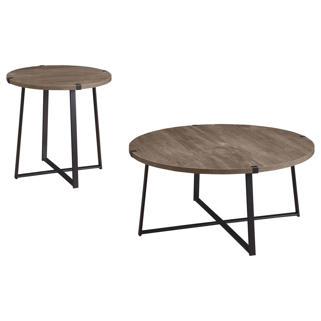 Marcus Light Brown 2-Piece Round Coffee and End Table Set by Coaster at Eve Furniture