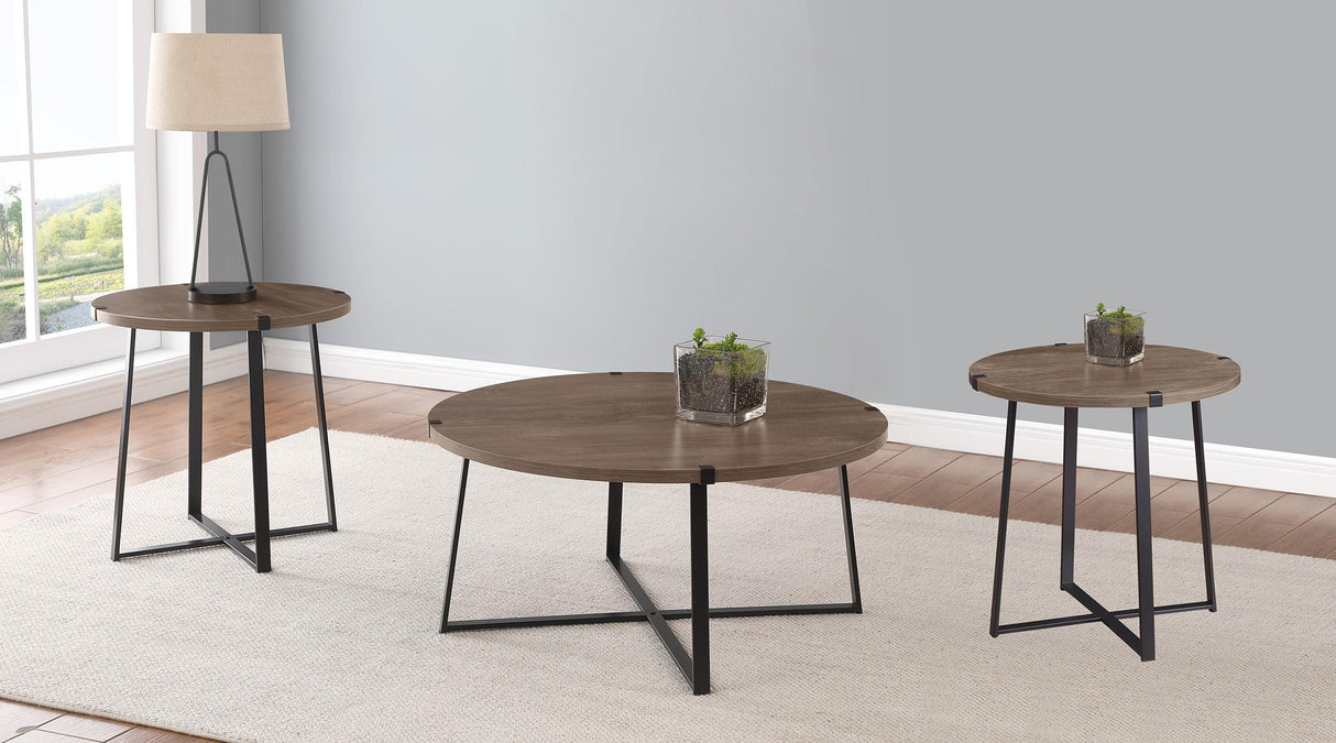 Marcus Light Brown 3-Piece Round Coffee and End Table Set by Coaster at Eve Furniture