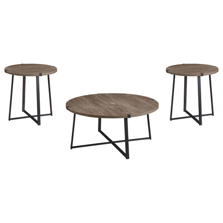 Marcus Light Brown 3-Piece Round Coffee and End Table Set by Coaster at Eve Furniture