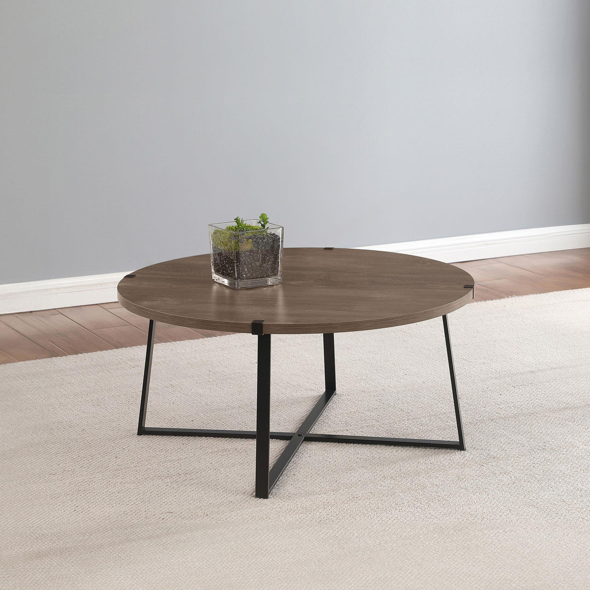 Marcus Round Engineered Wood Coffee Table Grey by Coaster at Eve Furniture