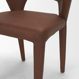 Marek Wingback Dining Arm Chair | Nutmeg Leather w/ Wood, Set of 2 by Mercana at Eve Furniture