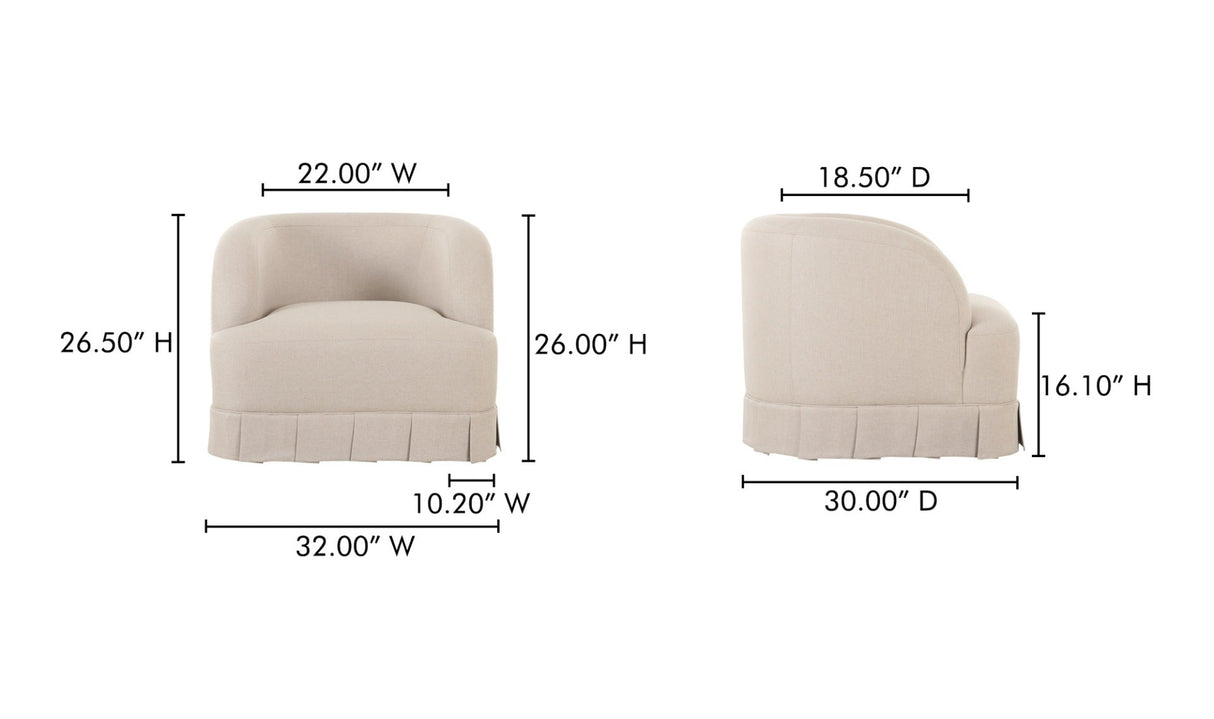 Maren Swivel Chair Beige by Moe's Home at Eve Furniture