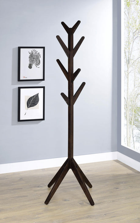 Margaret Cappuccino Solid Wood Coat Rack by Coaster at Eve Furniture