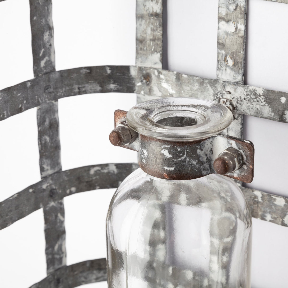 Margaret Wall Mounted Basket w Glass Bottle for Botanicals or Floral by Mercana at Eve Furniture