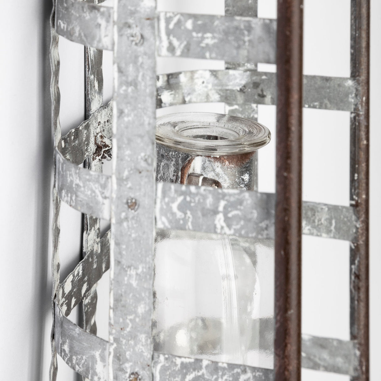 Margaret Wall Mounted Basket w Glass Bottle for Botanicals or Floral by Mercana at Eve Furniture