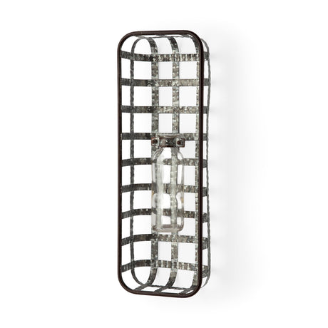 Margaret Wall Mounted Basket w Glass Bottle for Botanicals or Floral by Mercana at Eve Furniture